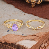 Romantic 5-Prong Pear Cut Natural Amethyst Stacking Ring